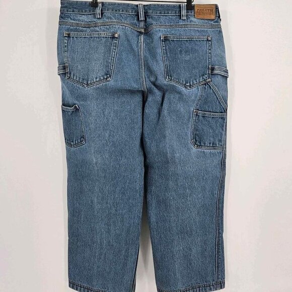 Duluth Trading Co Mens Sz 40x28 Carpenter Wide Straight Leg Faded Blue Jeans - Picture 2 of 4